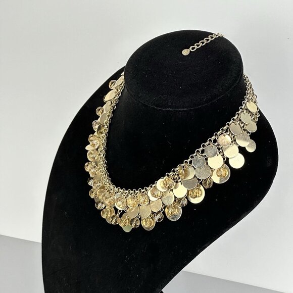 Charming Charlie Statement Necklace Bib Goldtone - Picture 7 of 16